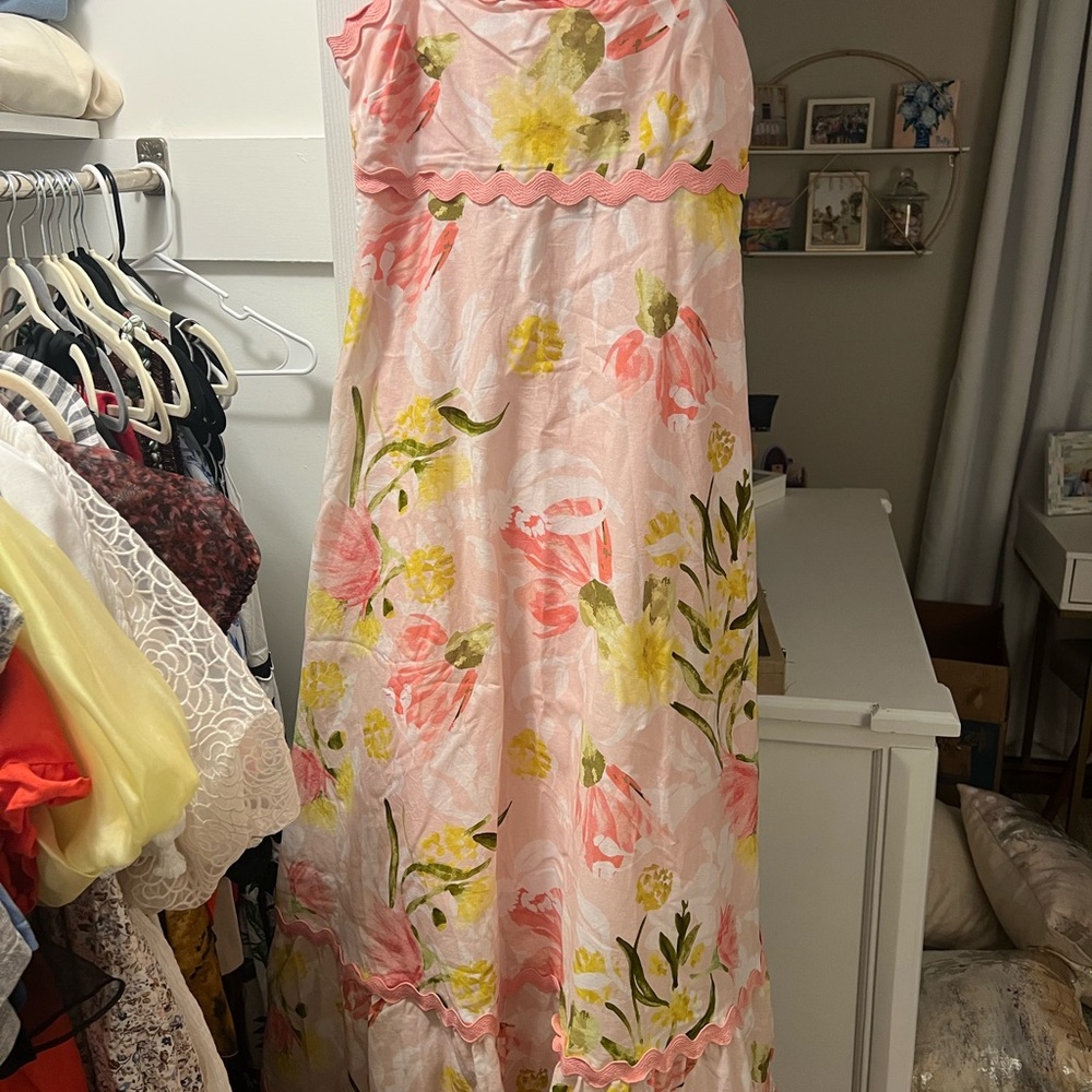 Floral Maxi Dress in Pink and Yellow